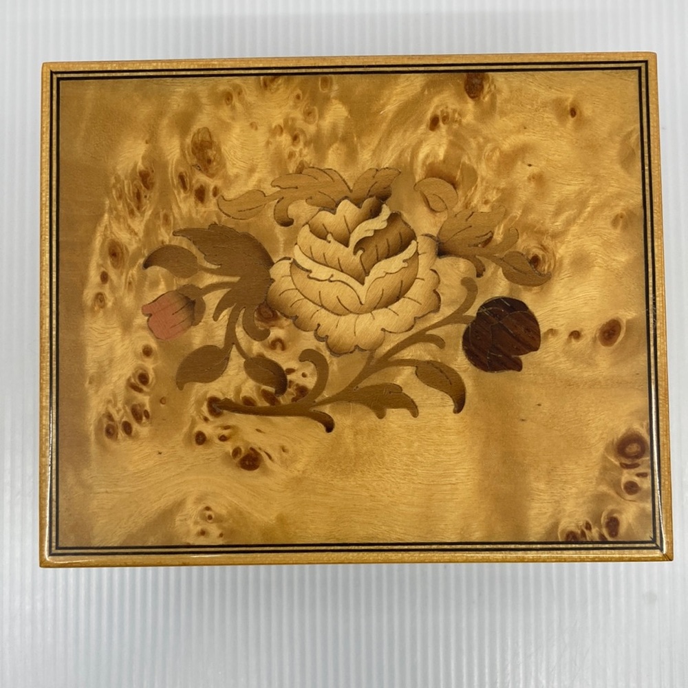 Wooden Music Jewelry Box with Floral Inlay House of Goebel